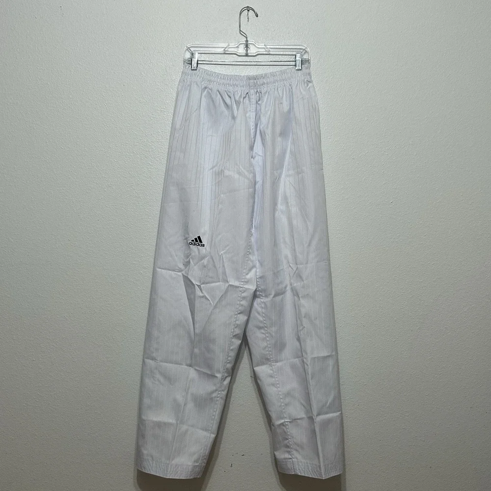 Adidas White Striped Taekwondo Martial Arts Pants Stretch Waist Men's Size 200